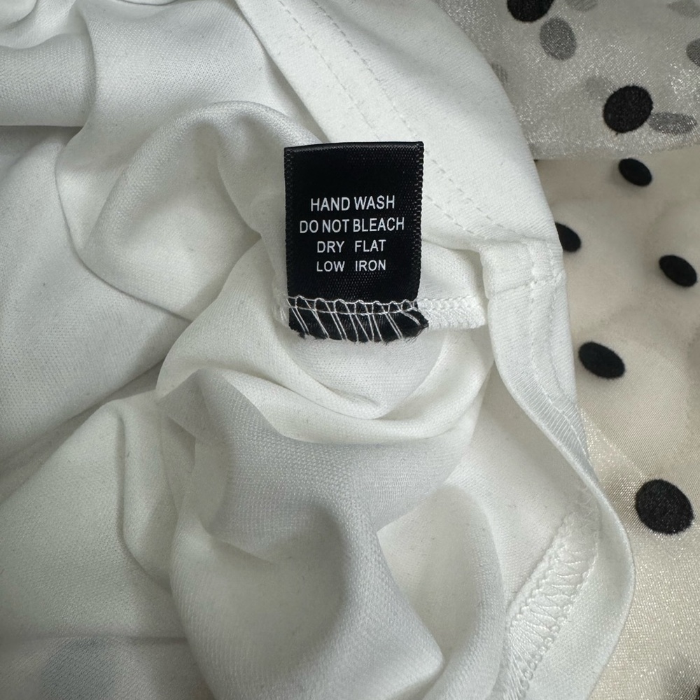 Melograno Rico White Sheer Blouse with Black Polka Dots & White Tank - Picture 9 of 10